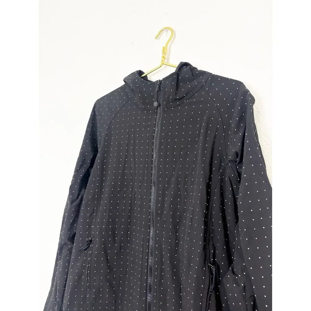 Lululemon Apres Yoga Jacket Black White Polka Dots Mid Length Hoodie